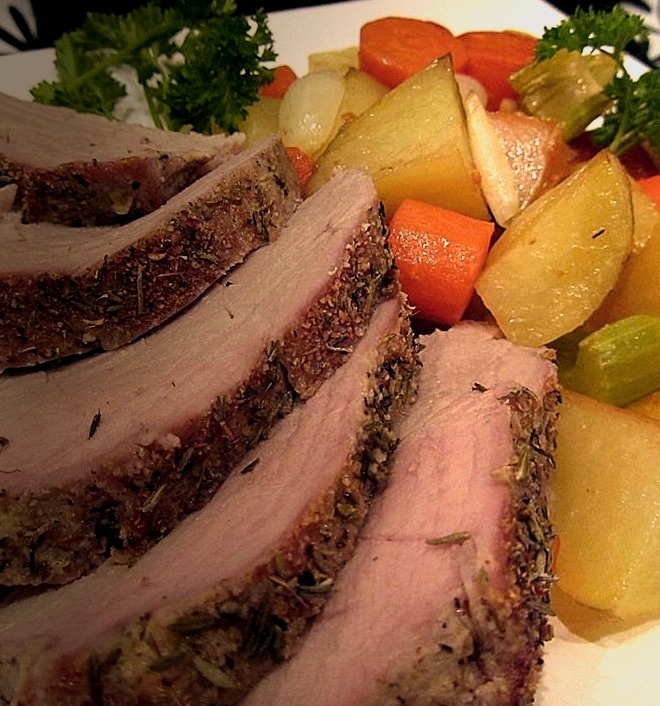 Pork Herb Roasted Pork Loin And Potatoes Achoo Syndome